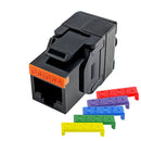 Cat6/6A UTP 180 Degree Keystone Jack 110 Style – Toolless – Black, 25/Pack